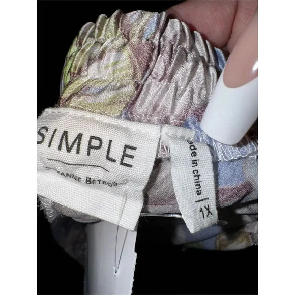 Women's XL Floral Wide-Leg Crop Pants Tassel Drawcord Pull-On - Picture 3 of 9